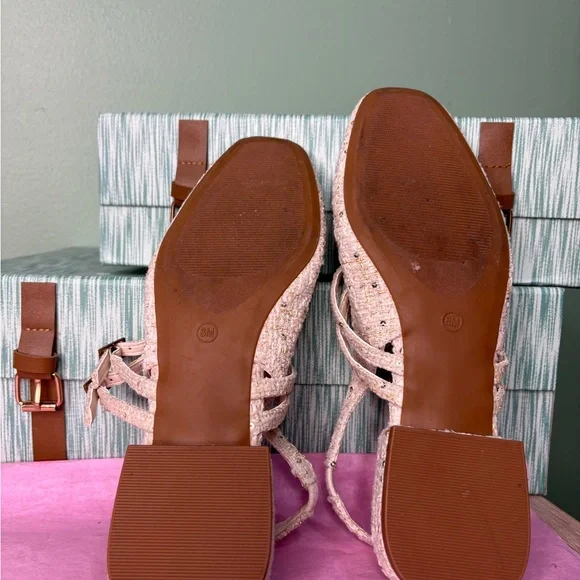 Tahari Cream Textured Flats with Buckle - Picture 7 of 10